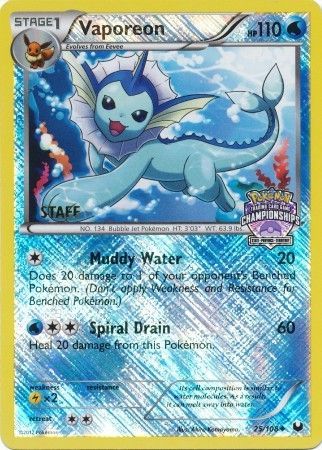 Vaporeon (25/108) (State Province Championship 2013 Promo Staff) [Black & White: Dark Explorers] | Gamers Paradise