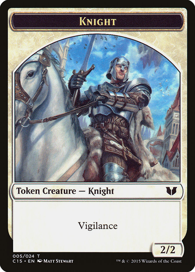 Knight (005) // Spirit (023) Double-Sided Token [Commander 2015 Tokens] | Gamers Paradise