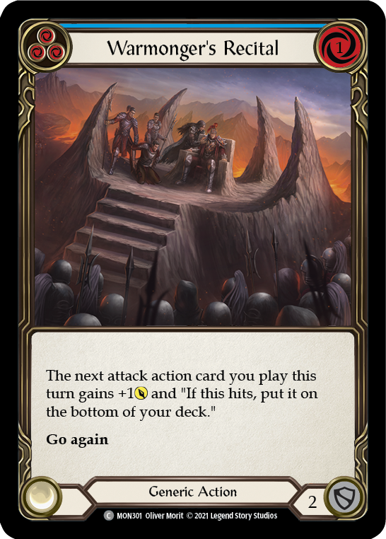 Warmonger's Recital (Blue) [MON301-RF] 1st Edition Rainbow Foil | Gamers Paradise