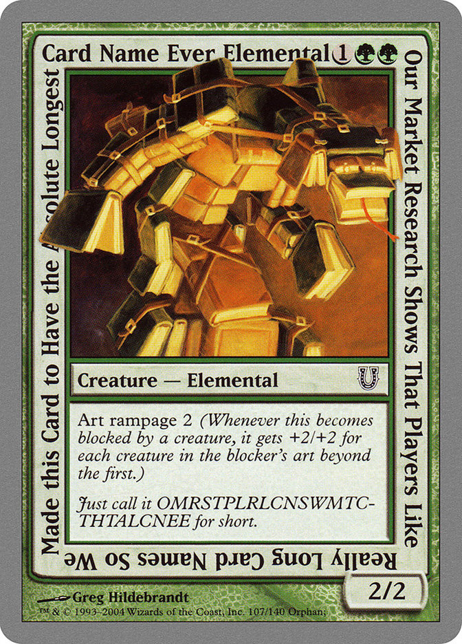 Our Market Research Shows That Players Like Really Long Card Names So We Made this Card to Have the Absolute Longest Card Name Ever Elemental [Unhinged] | Gamers Paradise