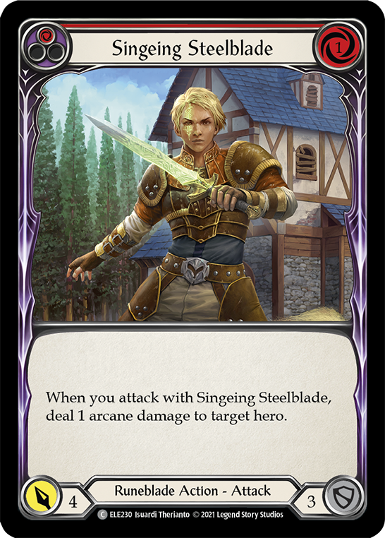 Singeing Steelblade (Red) [ELE230] (Tales of Aria)  1st Edition Rainbow Foil | Gamers Paradise