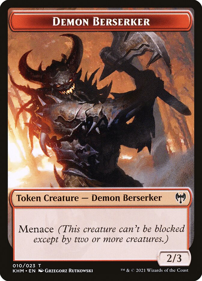 Dwarf Berserker // Demon Berserker Double-Sided Token [Kaldheim Tokens] | Gamers Paradise