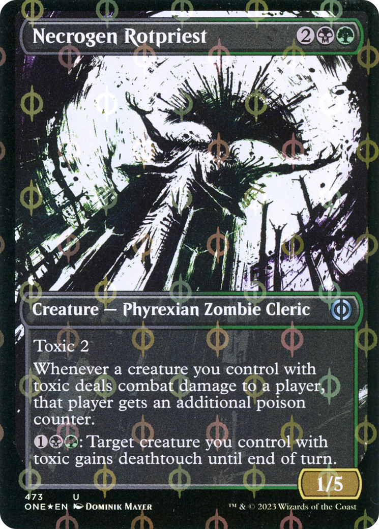 Necrogen Rotpriest (Borderless Ichor Step-and-Compleat Foil) [Phyrexia: All Will Be One] | Gamers Paradise