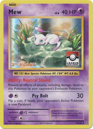 Mew (53/108) (League Promo 3rd Place) [XY: Evolutions] | Gamers Paradise