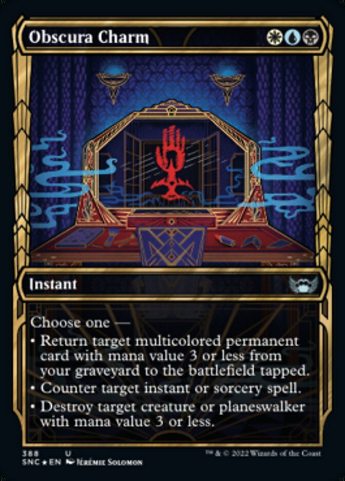 Obscura Charm (Showcase Golden Age Gilded Foil) [Streets of New Capenna] | Gamers Paradise