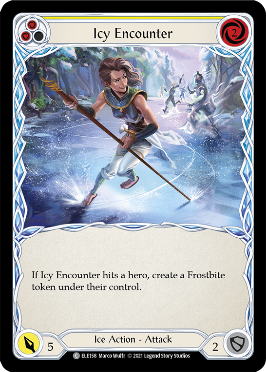 Icy Encounter (Yellow) [ELE158] (Tales of Aria)  1st Edition Rainbow Foil | Gamers Paradise