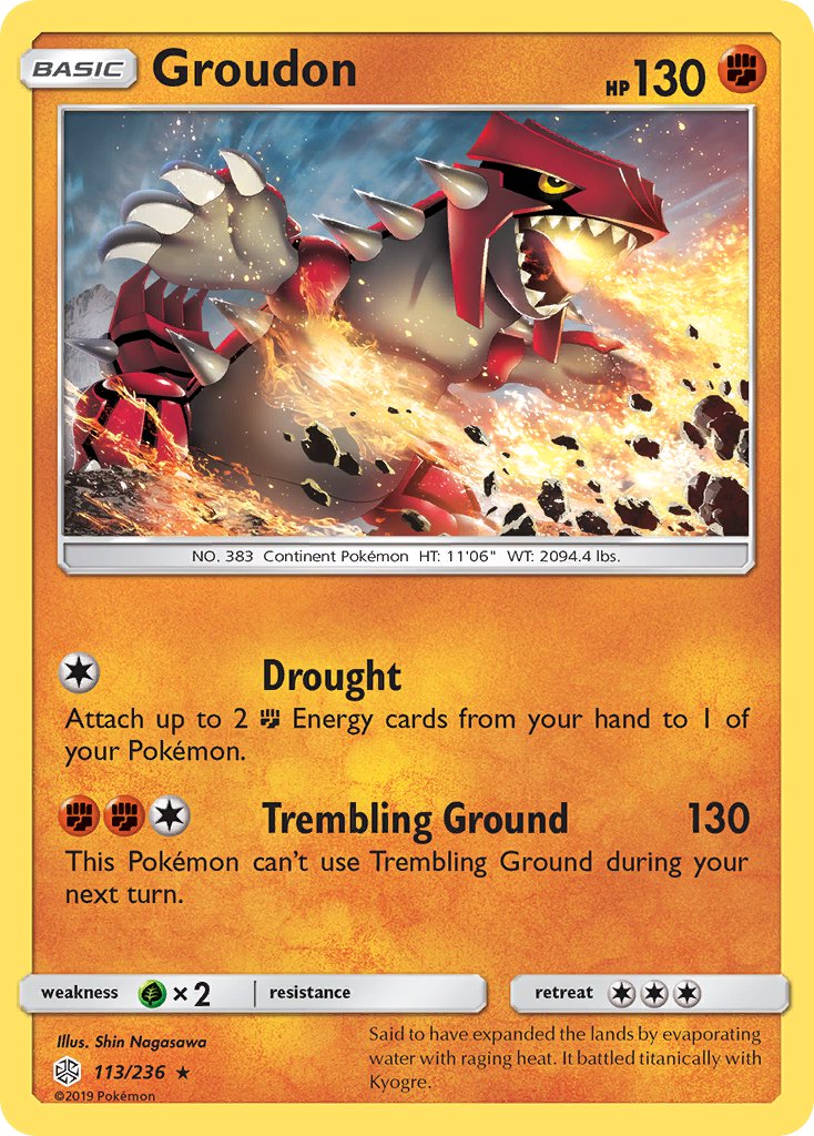 Groudon (113/236) (Cracked Ice Holo) (Theme Deck Exclusive) [Sun & Moon: Cosmic Eclipse] | Gamers Paradise