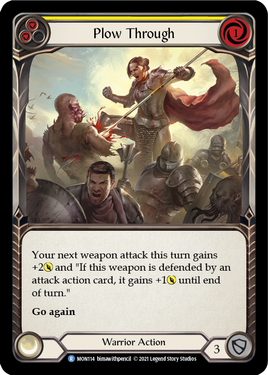 Plow Through (Yellow) [MON114-RF] 1st Edition Rainbow Foil | Gamers Paradise