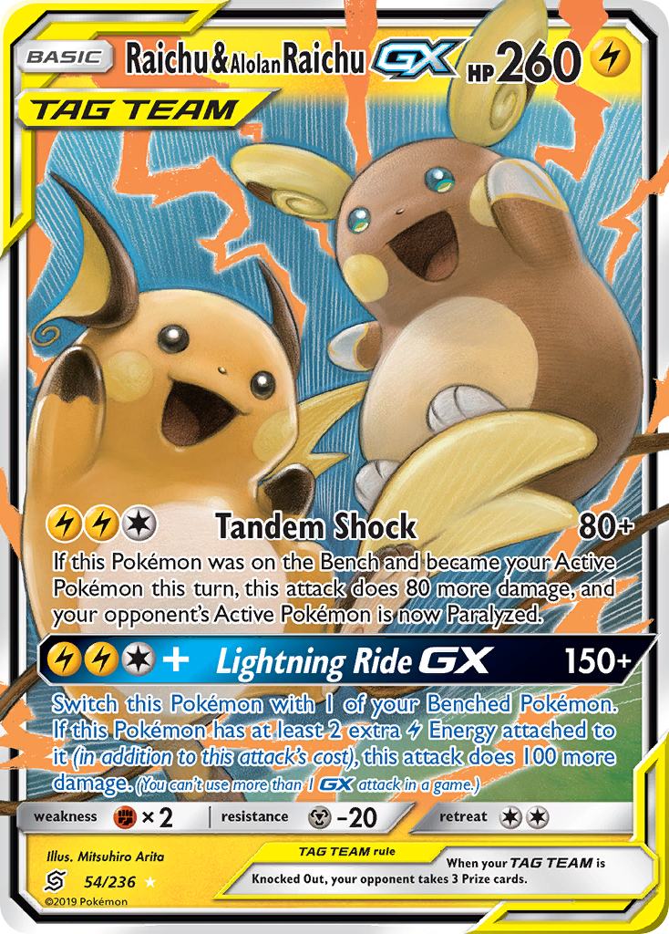 Raichu & Alolan Raichu GX (54/236) [Sun & Moon: Unified Minds] | Gamers Paradise