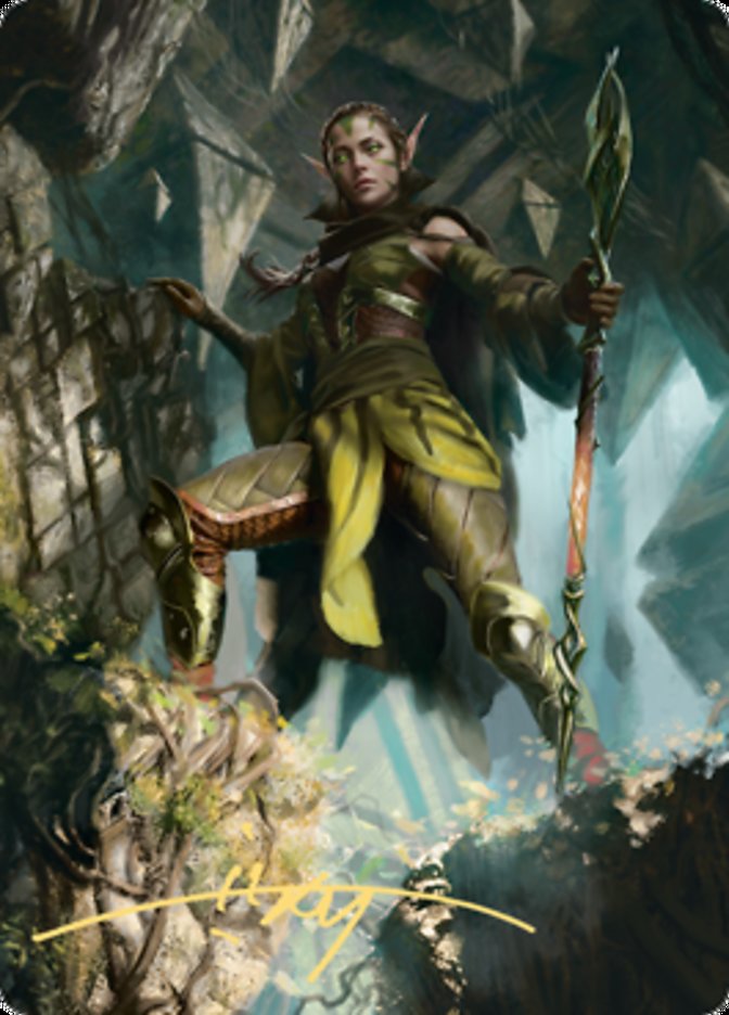 Nissa of Shadowed Boughs 1 Art Card (Gold-Stamped Signature) [Zendikar Rising Art Series] | Gamers Paradise