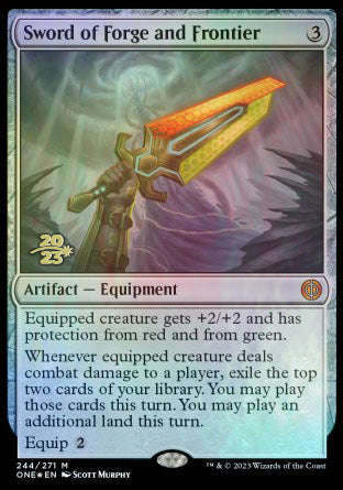 Sword of Forge and Frontier [Phyrexia: All Will Be One Prerelease Promos] | Gamers Paradise