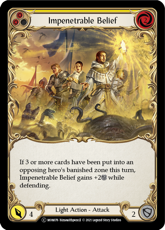 Impenetrable Belief (Yellow) [U-MON076-RF] Unlimited Rainbow Foil | Gamers Paradise