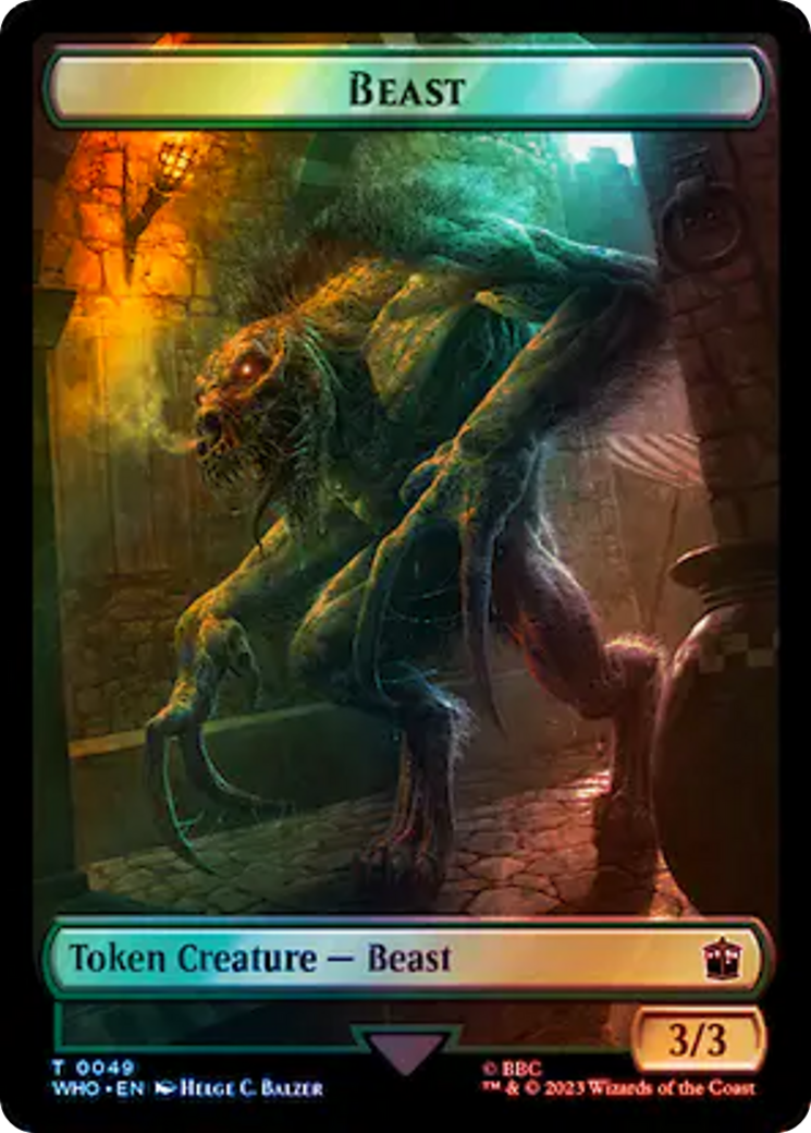 Soldier // Beast Double-Sided Token (Surge Foil) [Doctor Who Tokens] | Gamers Paradise