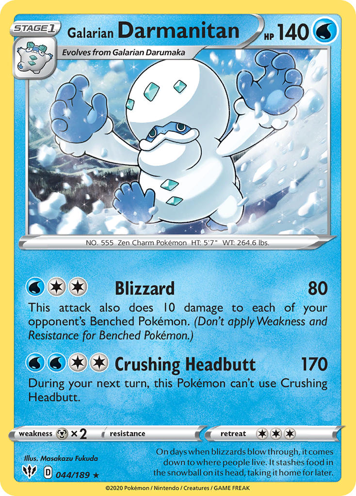 Galarian Darmanitan (044/189) (Cracked Ice Holo) (Theme Deck Exclusive) [Sword & Shield: Darkness Ablaze] | Gamers Paradise