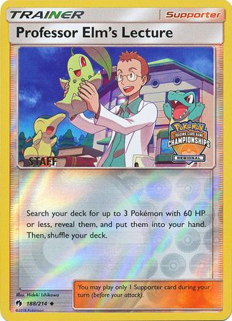 Professor Elm's Lecture (188/214) (Regional Championship Promo Staff) [Sun & Moon: Lost Thunder] | Gamers Paradise