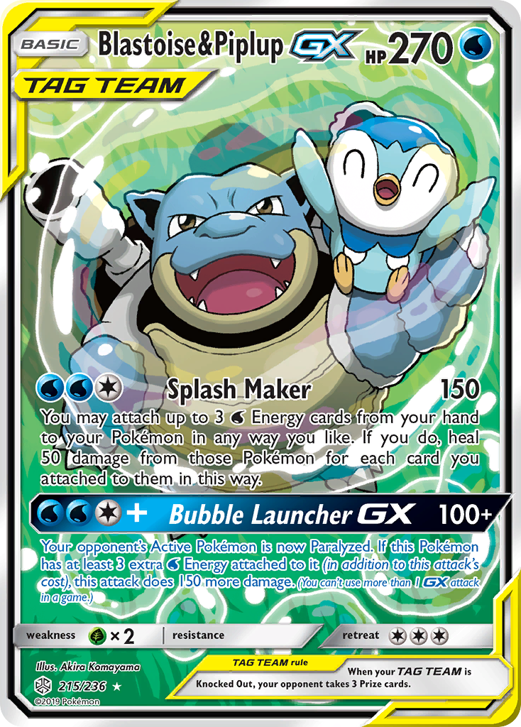 Blastoise & Piplup GX (215/236) [Sun & Moon: Cosmic Eclipse] | Gamers Paradise