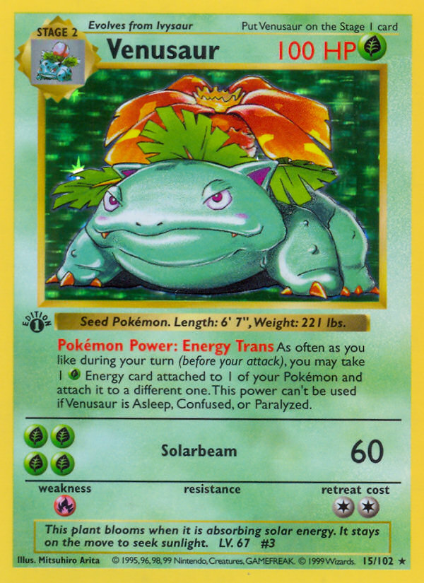 Venusaur (15/102) (Shadowless) [Base Set 1st Edition] | Gamers Paradise