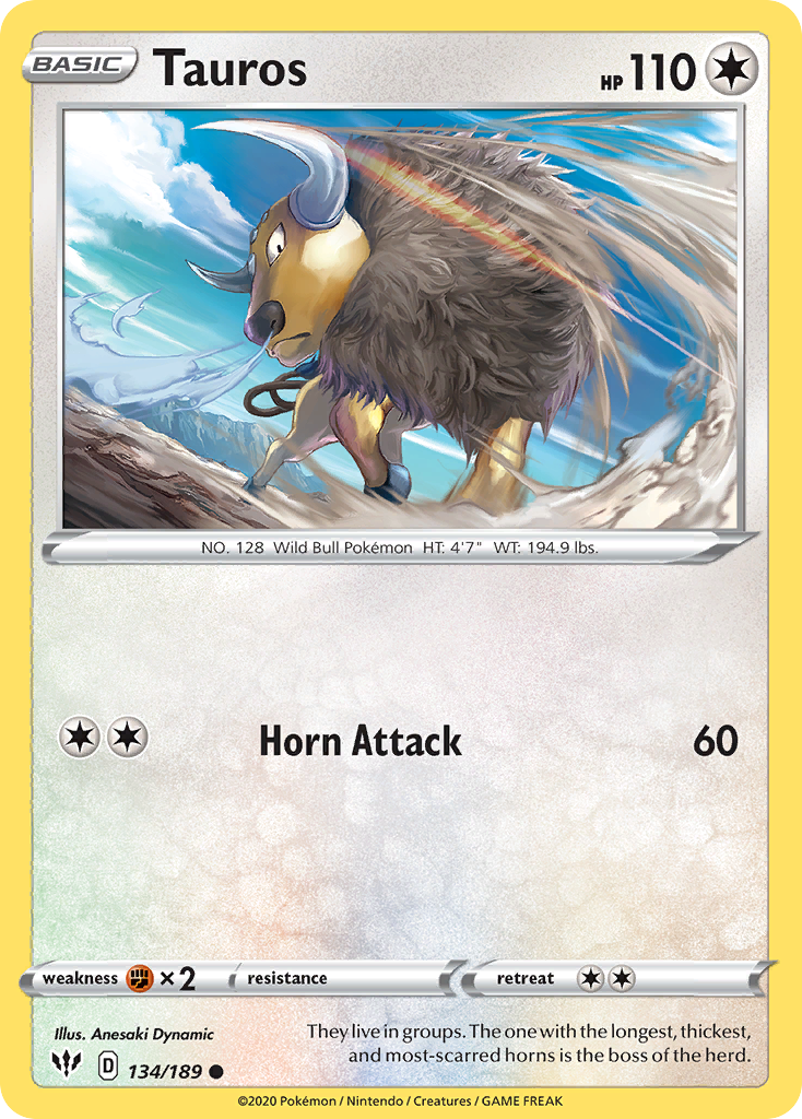 Tauros (134/189) [Sword & Shield: Darkness Ablaze] | Gamers Paradise