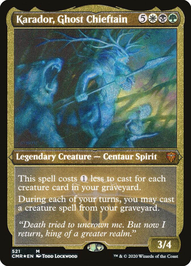Karador, Ghost Chieftain (Etched) [Commander Legends] | Gamers Paradise