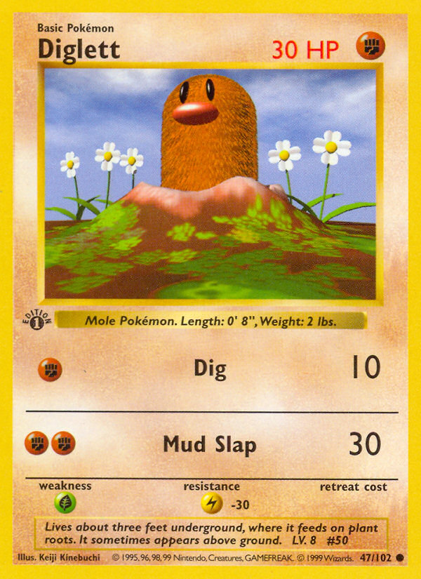 Diglett (47/102) (Shadowless) [Base Set 1st Edition] | Gamers Paradise