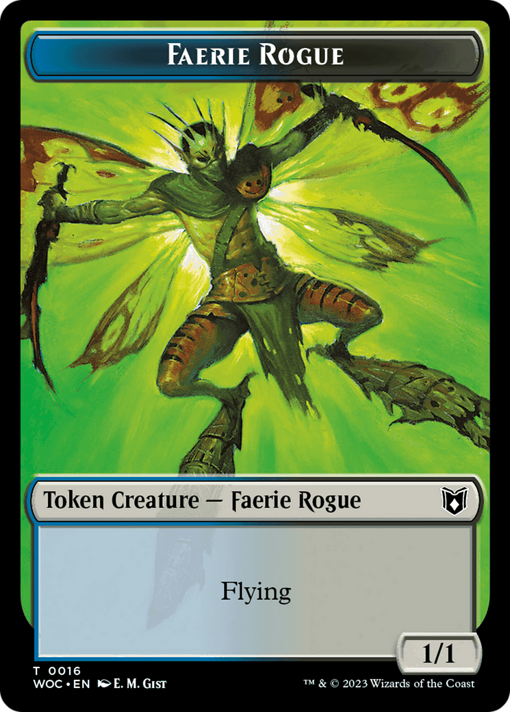 Faerie Rogue // Faerie (0016) Double-Sided Token [Wilds of Eldraine Commander Tokens] | Gamers Paradise