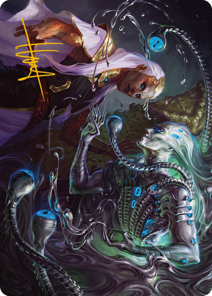 Mirage Mockery Art Card (Gold-Stamped Signature) [Phyrexia: All Will Be One Art Series] | Gamers Paradise