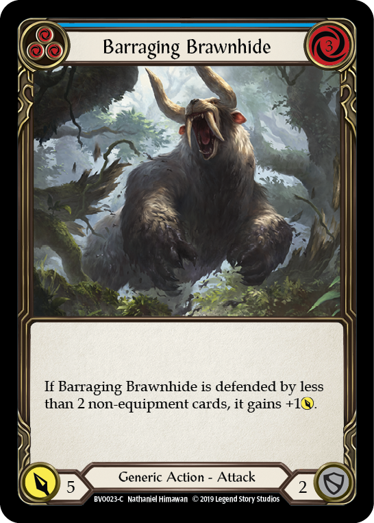 Barraging Brawnhide (Blue) [BVO023-C] 1st Edition Normal | Gamers Paradise