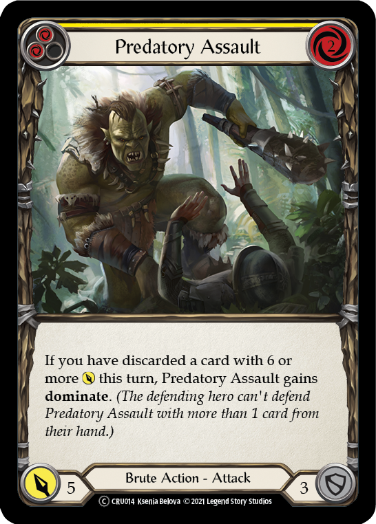 Predatory Assault (Yellow) [U-CRU014-RF] Unlimited Rainbow Foil | Gamers Paradise