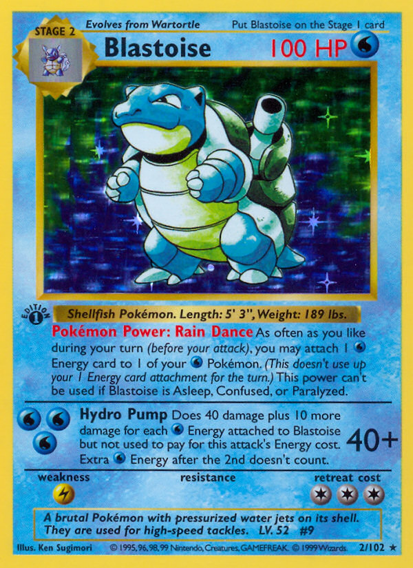 Blastoise (2/102) (Shadowless) [Base Set 1st Edition] | Gamers Paradise