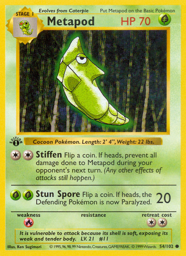 Metapod (54/102) (Shadowless) [Base Set 1st Edition] | Gamers Paradise