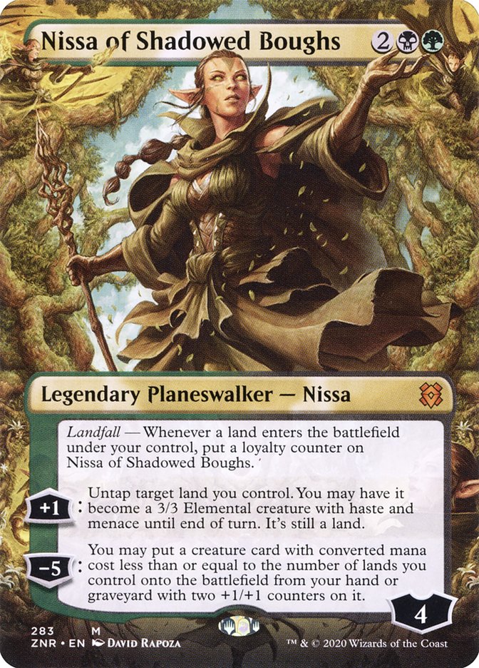 Nissa of Shadowed Boughs (Borderless) [Zendikar Rising] | Gamers Paradise