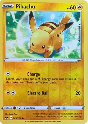 Pikachu (065/202) (Reverse Cosmos Holo) [Sword & Shield: Base Set] | Gamers Paradise