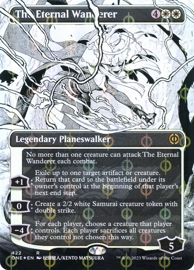 The Eternal Wanderer (Borderless Manga Step-and-Compleat Foil) [Phyrexia: All Will Be One] | Gamers Paradise