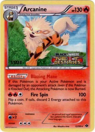 Arcanine (12/99) (Staff Prerelease Promo) [Black & White: Black Star Promos] | Gamers Paradise