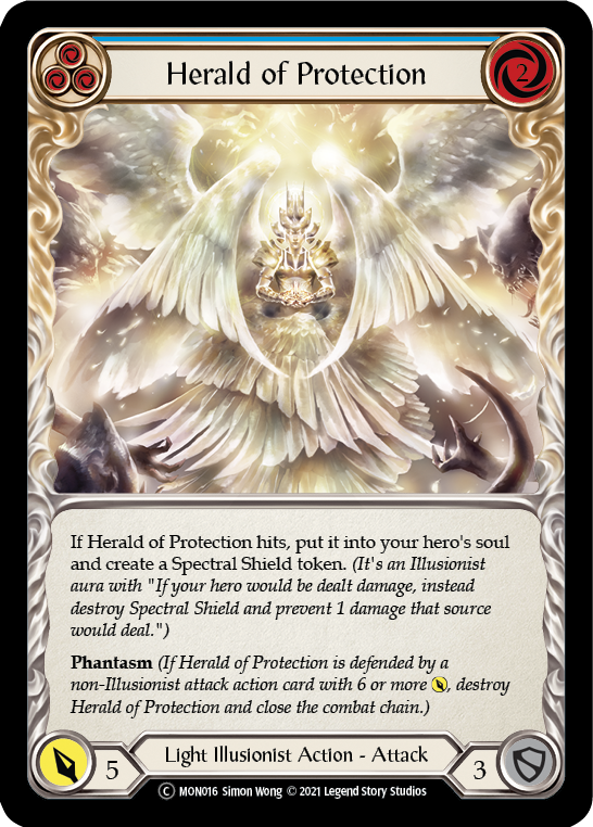 Herald of Protection (Blue) [U-MON016-RF] Unlimited Rainbow Foil | Gamers Paradise