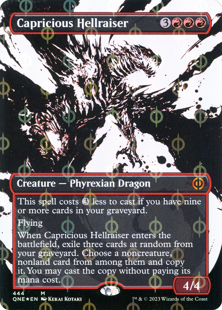 Capricious Hellraiser (Borderless Ichor Step-and-Compleat Foil) [Phyrexia: All Will Be One] | Gamers Paradise