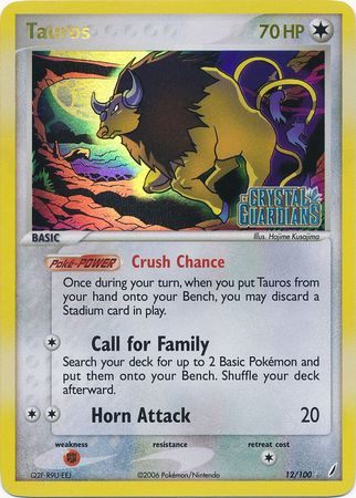 Tauros (12/100) (Stamped) [EX: Crystal Guardians] | Gamers Paradise