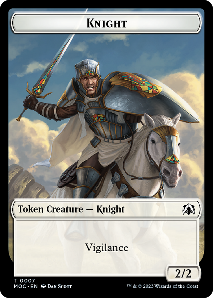 Knight (7) // Spirit (14) Double-Sided Token [March of the Machine Commander Tokens] | Gamers Paradise