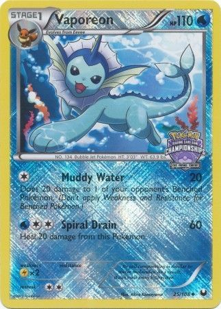 Vaporeon (25/108) (State Province Championship 2013 Promo) [Black & White: Dark Explorers] | Gamers Paradise