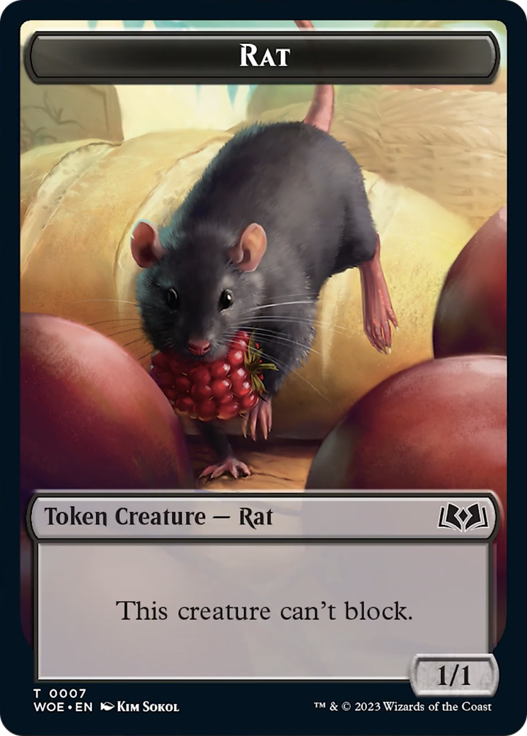 Rat // Food (0013) Double-Sided Token [Wilds of Eldraine Tokens] | Gamers Paradise