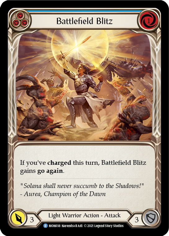 Battlefield Blitz (Blue) [MON038-RF] 1st Edition Rainbow Foil | Gamers Paradise