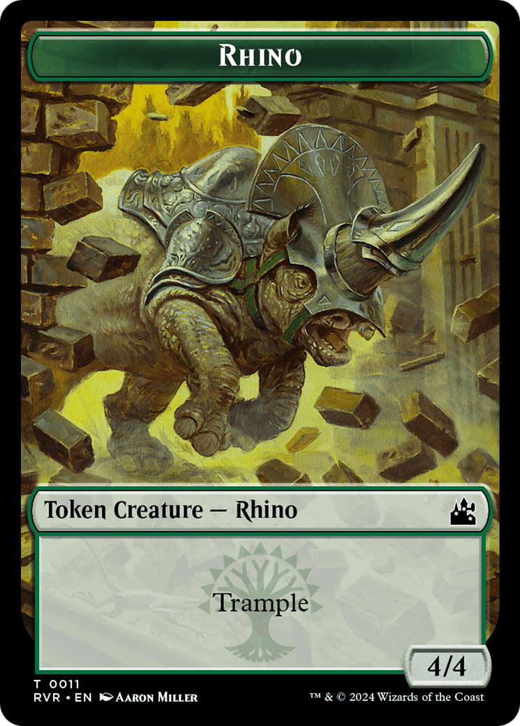 Spirit (0018) // Rhino Double-Sided Token [Ravnica Remastered Tokens] | Gamers Paradise