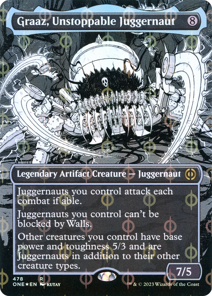 Graaz, Unstoppable Juggernaut (Borderless Manga Step-and-Compleat Foil) [Phyrexia: All Will Be One] | Gamers Paradise