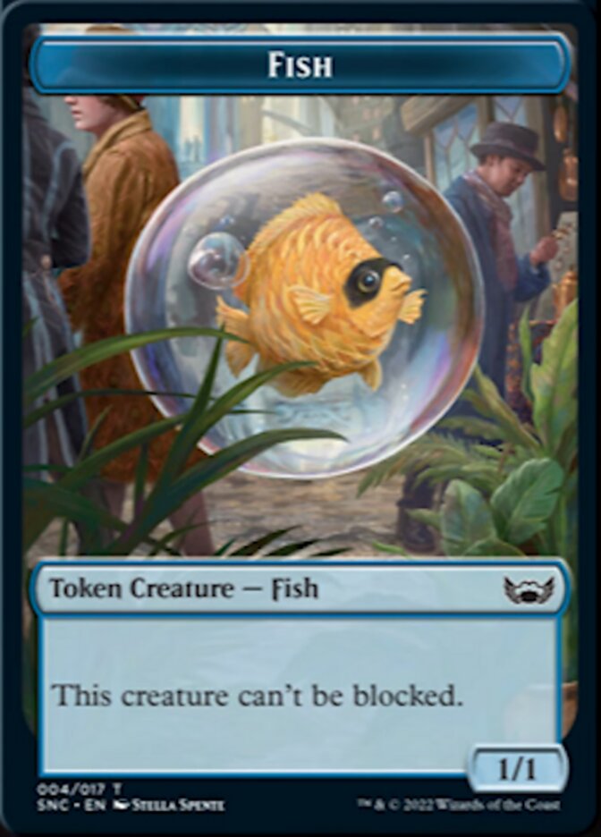 Clue // Fish Double-Sided Token [Streets of New Capenna Commander Tokens] | Gamers Paradise