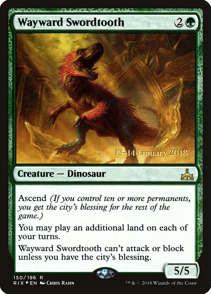 Wayward Swordtooth [Rivals of Ixalan Prerelease Promos] | Gamers Paradise