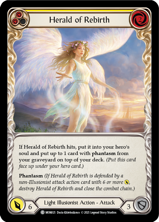 Herald of Rebirth (Yellow) [MON021-RF] 1st Edition Rainbow Foil | Gamers Paradise