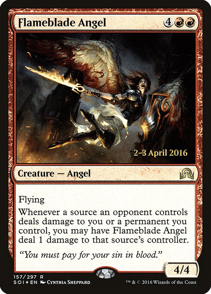 Flameblade Angel [Shadows over Innistrad Prerelease Promos] | Gamers Paradise