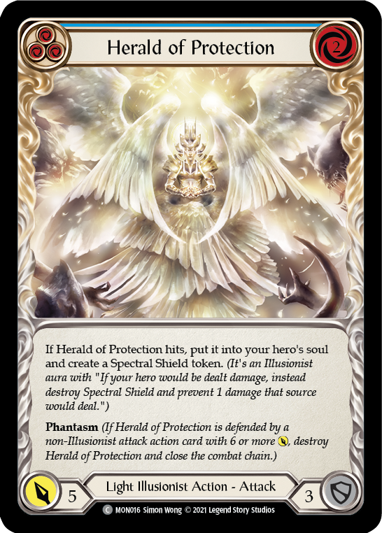 Herald of Protection (Blue) [MON016-RF] 1st Edition Rainbow Foil | Gamers Paradise