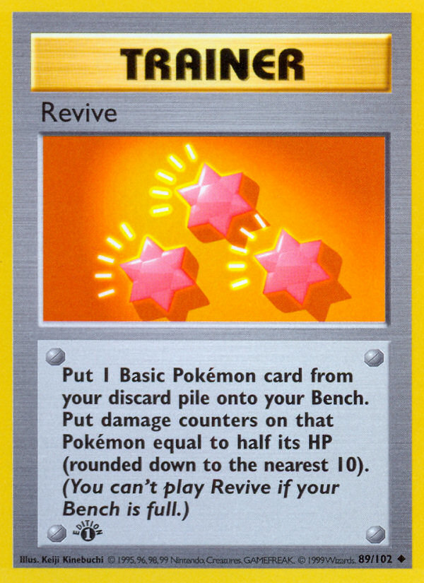 Revive (89/102) (Shadowless) [Base Set 1st Edition] | Gamers Paradise