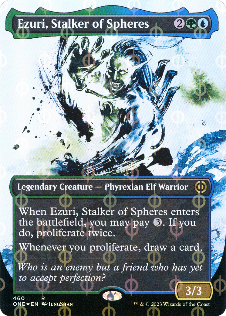 Ezuri, Stalker of Spheres (Borderless Ichor Step-and-Compleat Foil) [Phyrexia: All Will Be One] | Gamers Paradise